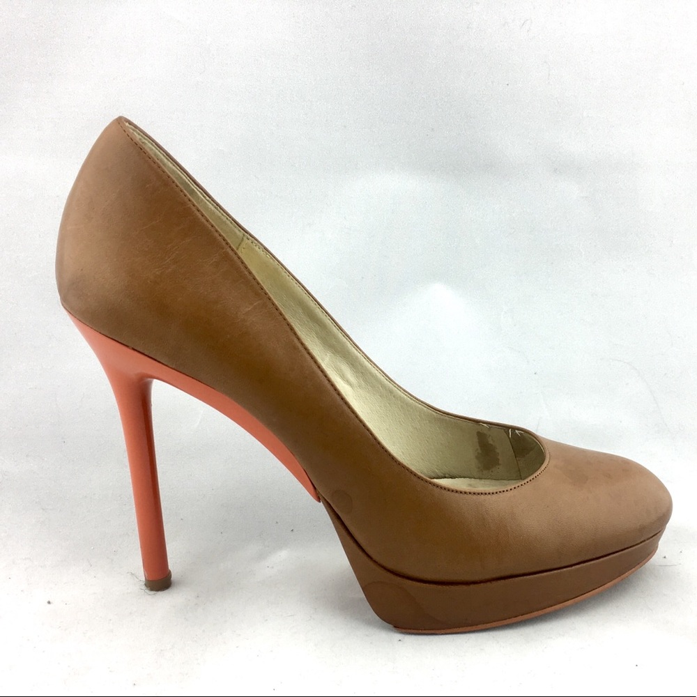 Michael Kors brown with orange heel pumps